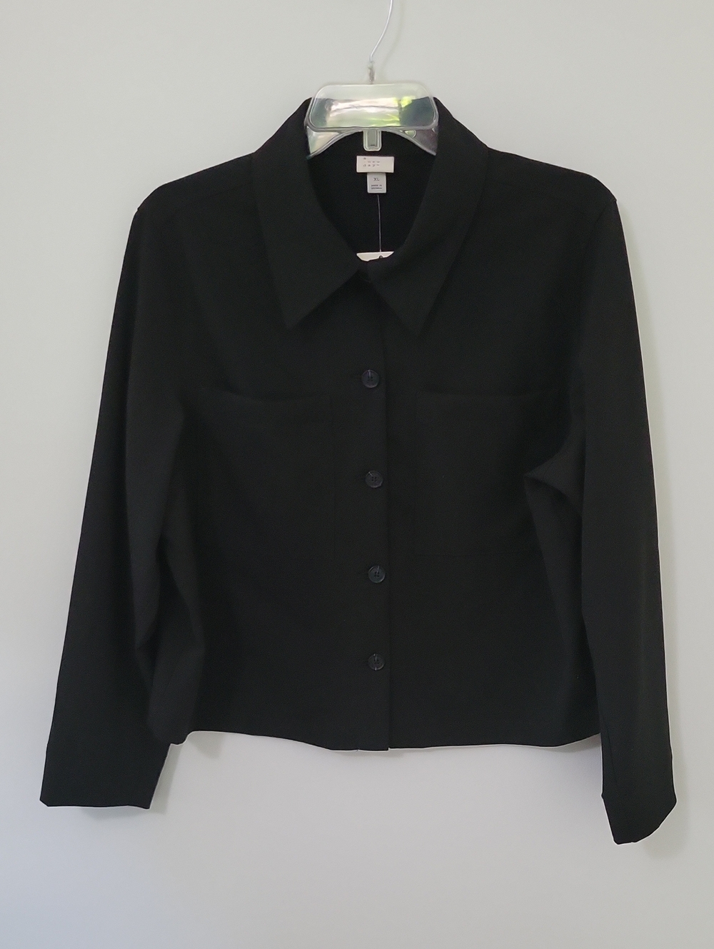 a new day Black Button-Front Collared Shirt, Size X-Large
